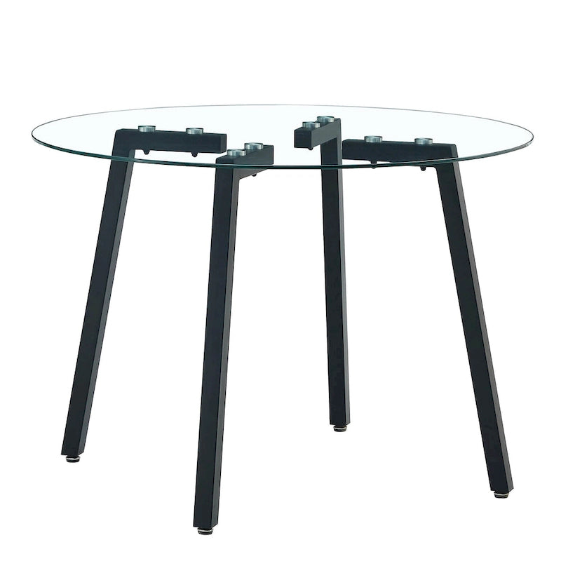 Tempered Glass Dining Table with Metal Frame