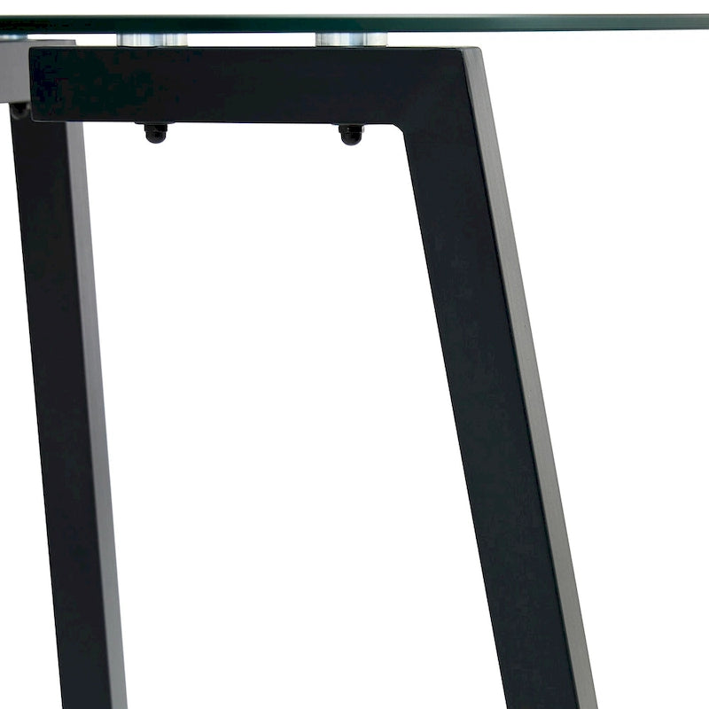Tempered Glass Dining Table with Metal Frame