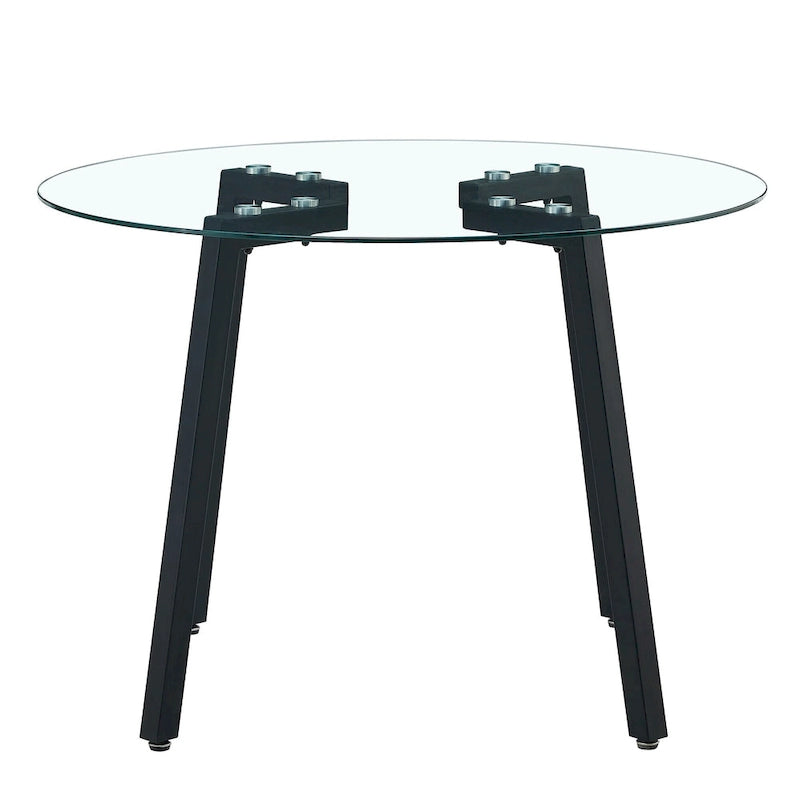 Tempered Glass Dining Table with Metal Frame