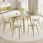 Tempered Glass Dining Table with Metal Frame