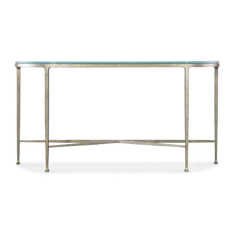 58" Glass Top Iron Sofa Table