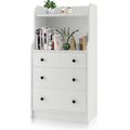 3-Drawer Dresser with Open Shelves, 44" Tall Wood Storage Chest