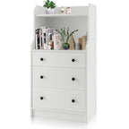 3-Drawer Dresser with Open Shelves, 44" Tall Wood Storage Chest