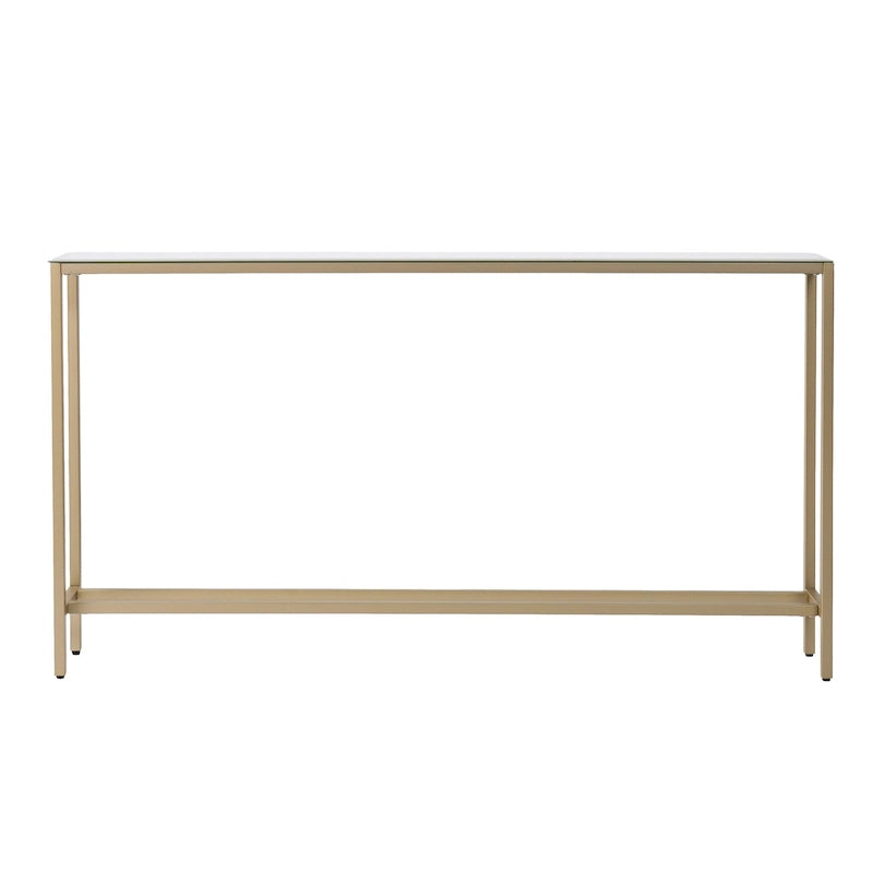 Mirrored Glass Console Table with Metal Legs, 56" x 8" x 30"