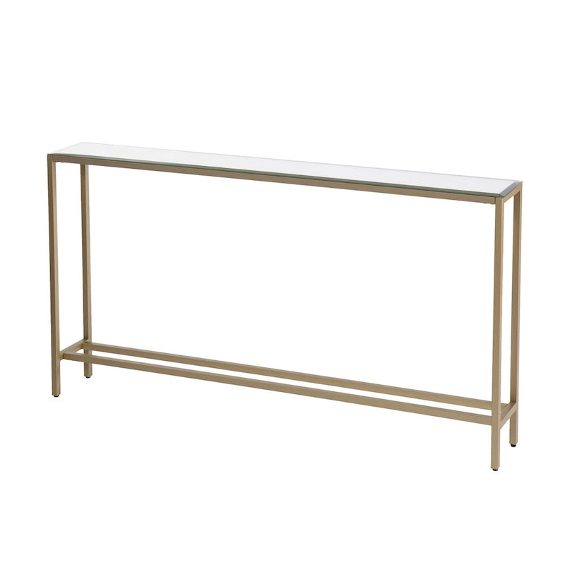 Mirrored Glass Console Table with Metal Legs, 56" x 8" x 30"