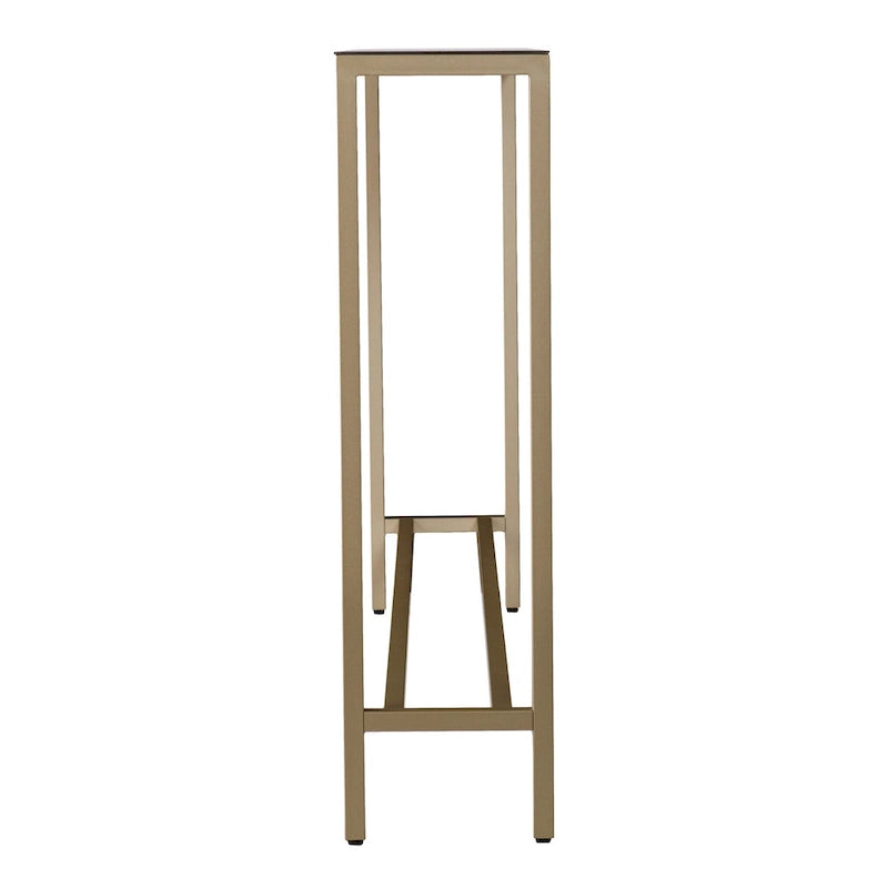Mirrored Glass Console Table with Metal Legs, 56" x 8" x 30"