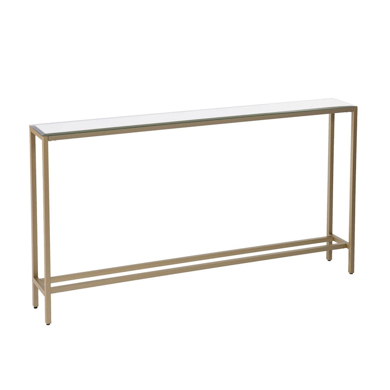 Konsolentisch aus verspiegeltem Glas mit Metallbeinen, 56" x 8" x 30"