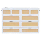 Murphy Bed with Rattan Pattern, Storage Drawers