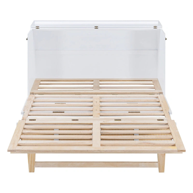 Murphy Bed with Rattan Pattern, Storage Drawers