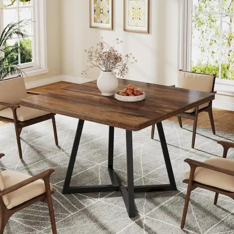31.5-Inch Square Dining Table with Metal Frame