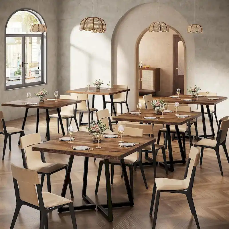 31.5-Inch Square Dining Table with Metal Frame