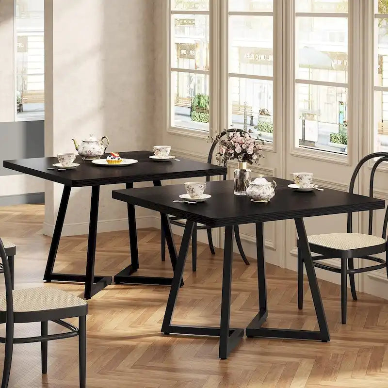 31.5-Inch Square Dining Table with Metal Frame