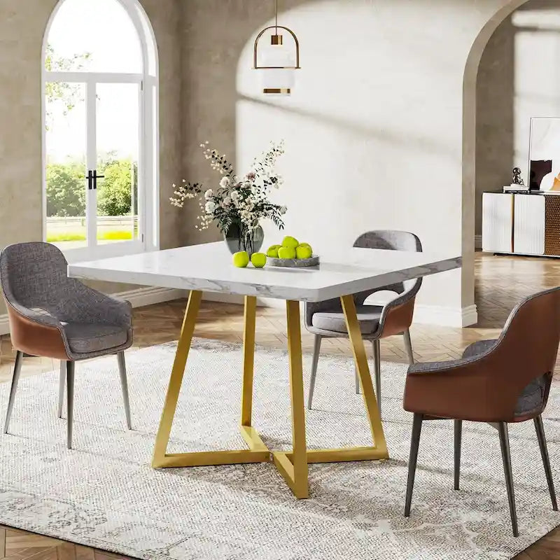 31.5-Inch Square Dining Table with Metal Frame