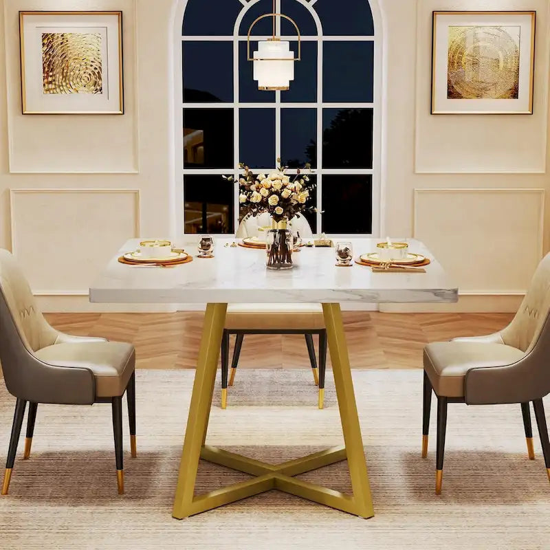 31.5-Inch Square Dining Table with Metal Frame