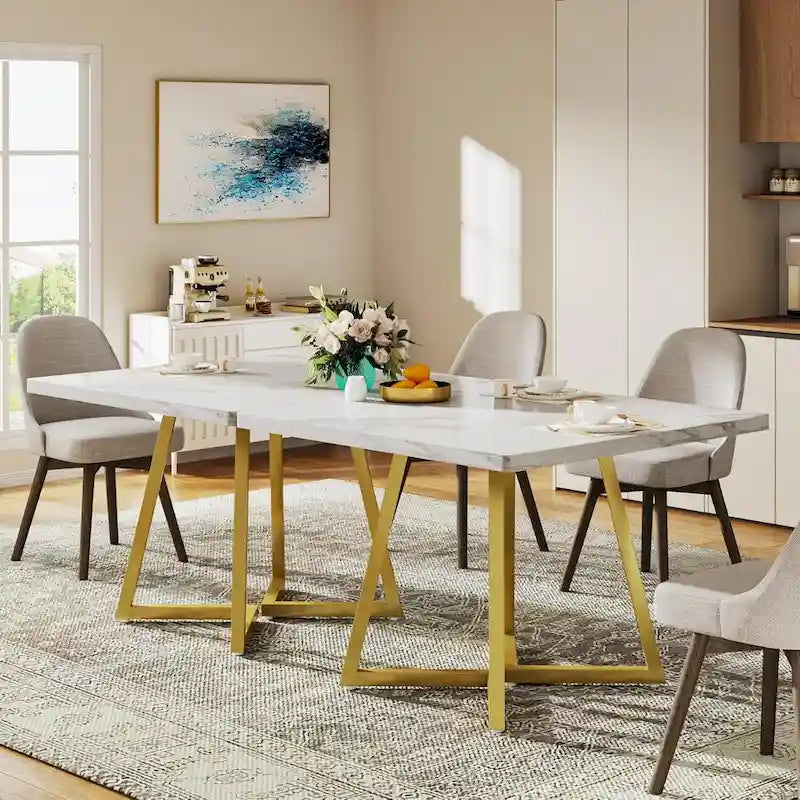 31.5-Inch Square Dining Table with Metal Frame