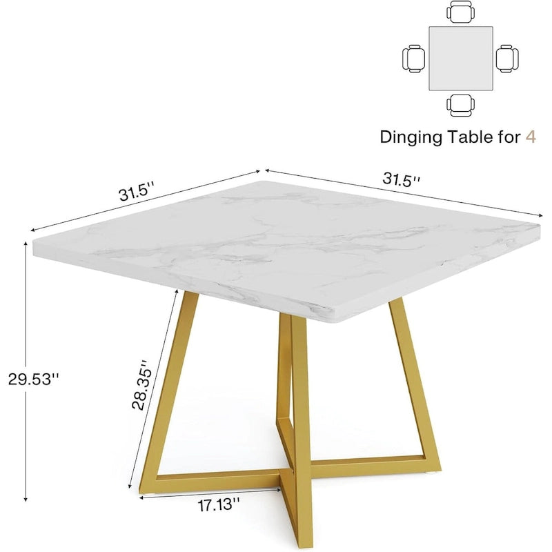 31.5-Inch Square Dining Table with Metal Frame
