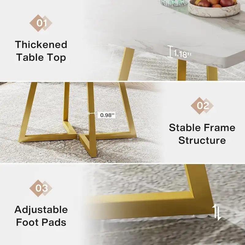 31.5-Inch Square Dining Table with Metal Frame