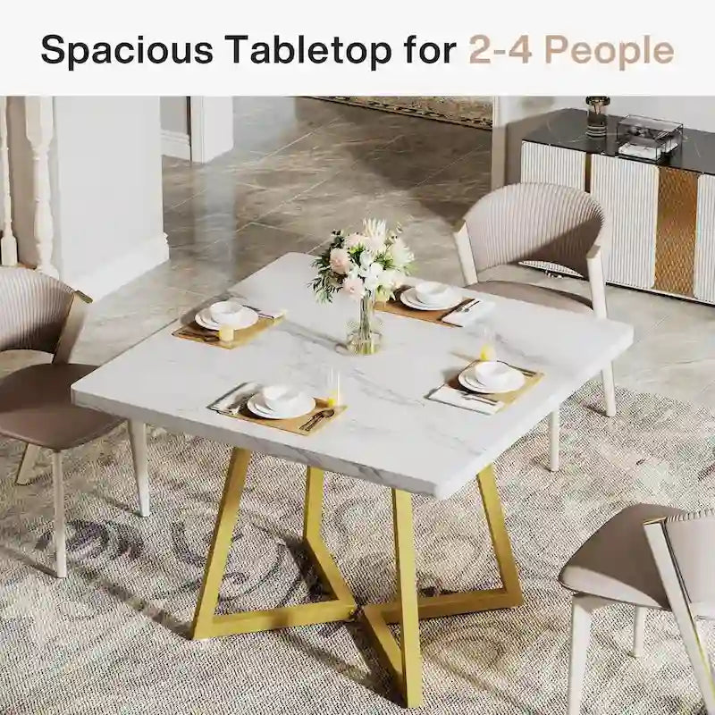 31.5-Inch Square Dining Table with Metal Frame