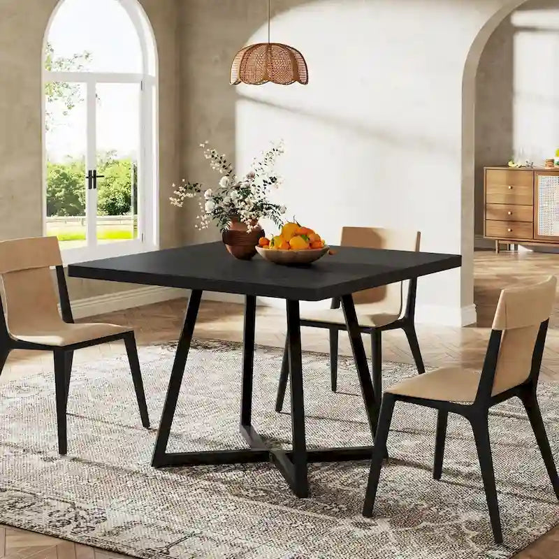 31.5-Inch Square Dining Table with Metal Frame