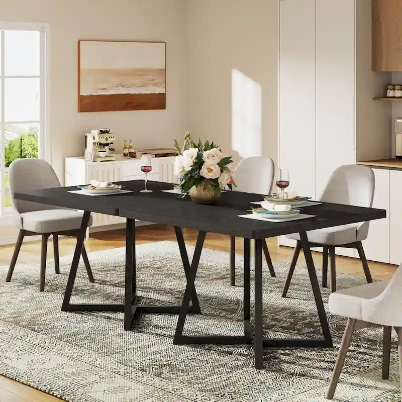 31.5-Inch Square Dining Table with Metal Frame