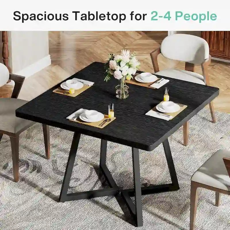 31.5-Inch Square Dining Table with Metal Frame