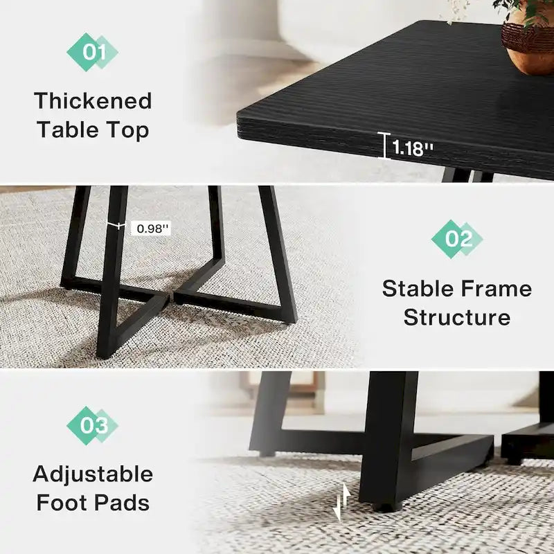 31.5-Inch Square Dining Table with Metal Frame