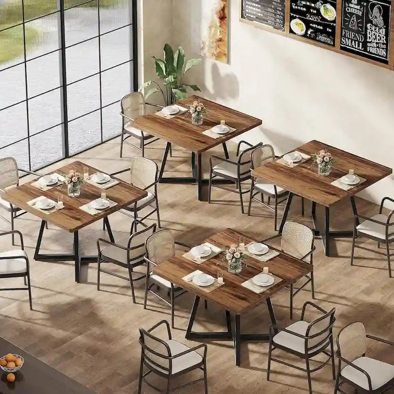 31.5-Inch Square Dining Table with Metal Frame