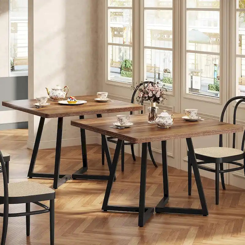 31.5-Inch Square Dining Table with Metal Frame