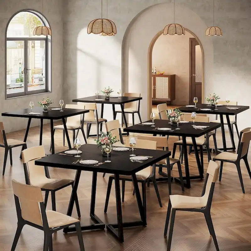 31.5-Inch Square Dining Table with Metal Frame