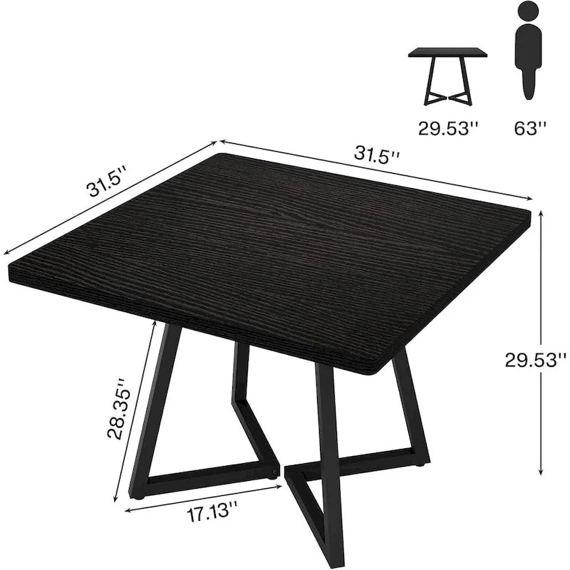 31.5-Inch Square Dining Table with Metal Frame