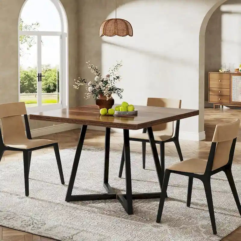 31.5-Inch Square Dining Table with Metal Frame