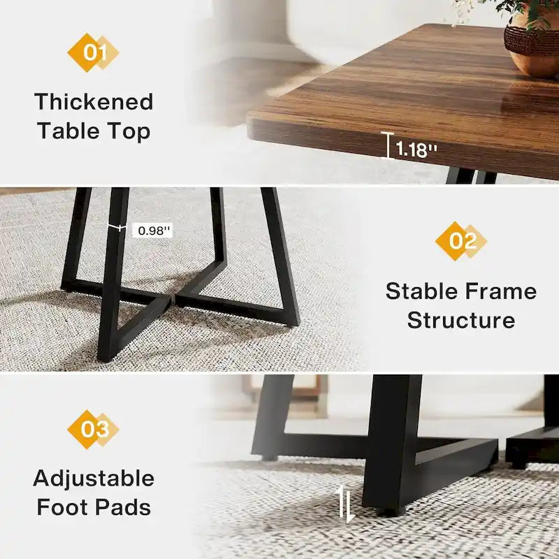31.5-Inch Square Dining Table with Metal Frame