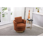 29.6" Upholstered Swivel Barrel Chair with Gold Metal Base