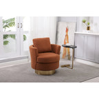 29.6" Upholstered Swivel Barrel Chair with Gold Metal Base