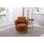 29.6" Upholstered Swivel Barrel Chair with Gold Metal Base