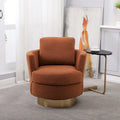 29.6" Upholstered Swivel Barrel Chair with Gold Metal Base