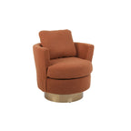 29.6" Upholstered Swivel Barrel Chair with Gold Metal Base