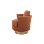 29.6" Upholstered Swivel Barrel Chair with Gold Metal Base