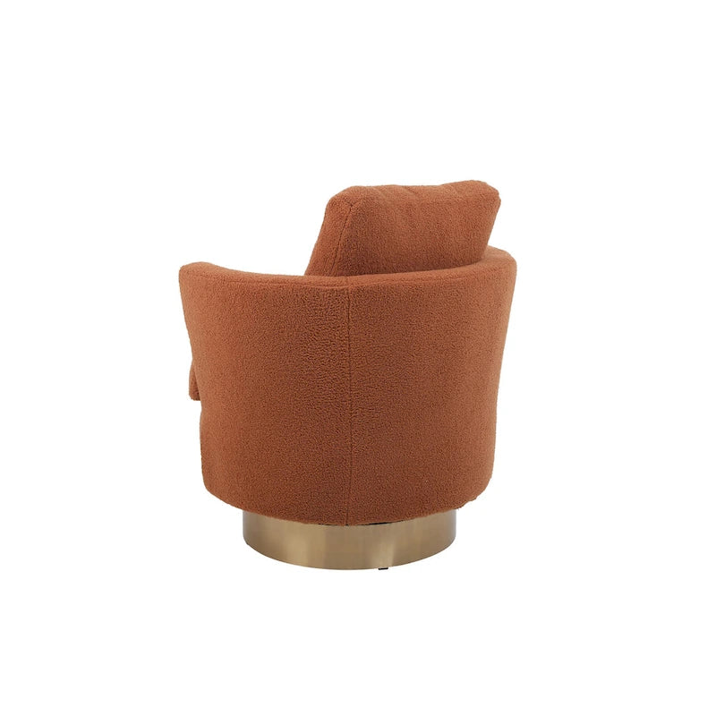 29.6" Upholstered Swivel Barrel Chair with Gold Metal Base