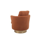 29.6" Upholstered Swivel Barrel Chair with Gold Metal Base
