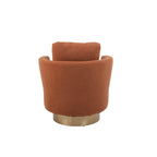 29.6" Upholstered Swivel Barrel Chair with Gold Metal Base