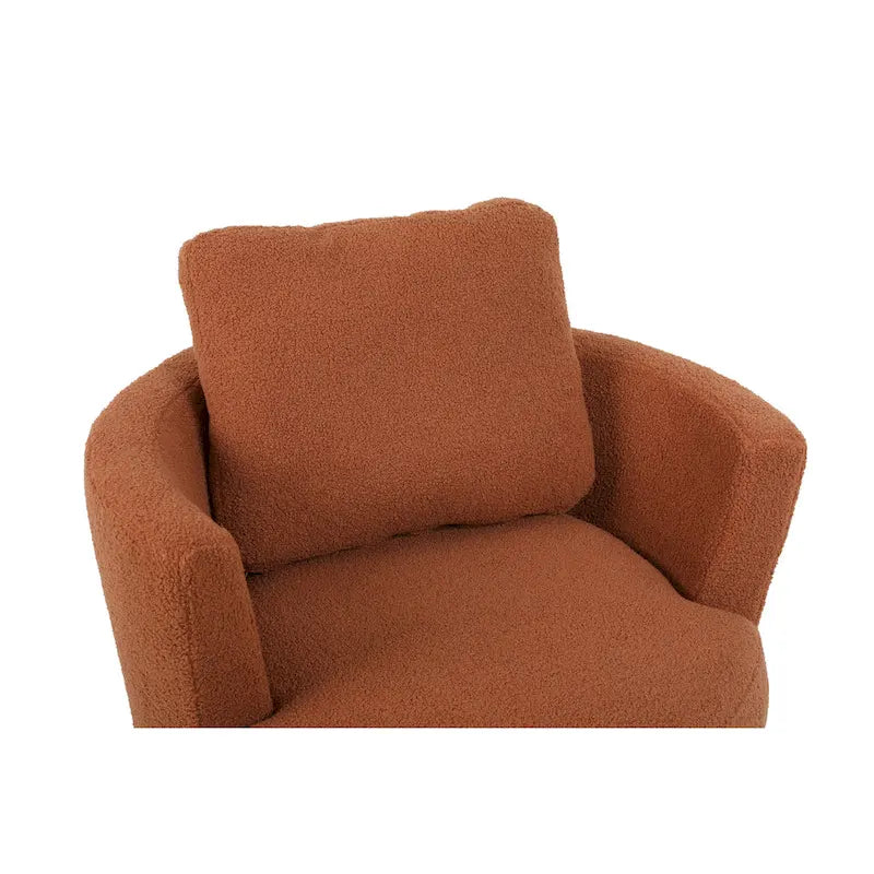 29.6" Upholstered Swivel Barrel Chair with Gold Metal Base
