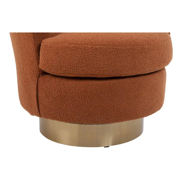 29.6" Upholstered Swivel Barrel Chair with Gold Metal Base