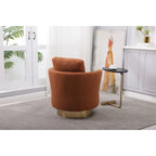 29.6" Upholstered Swivel Barrel Chair with Gold Metal Base