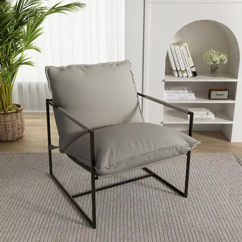 Metal Frame Sling Accent Chair with Cushion