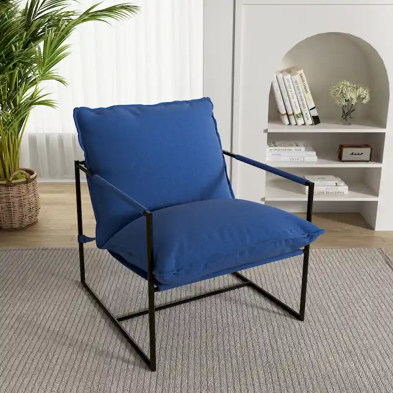 Metal Frame Sling Accent Chair with Cushion