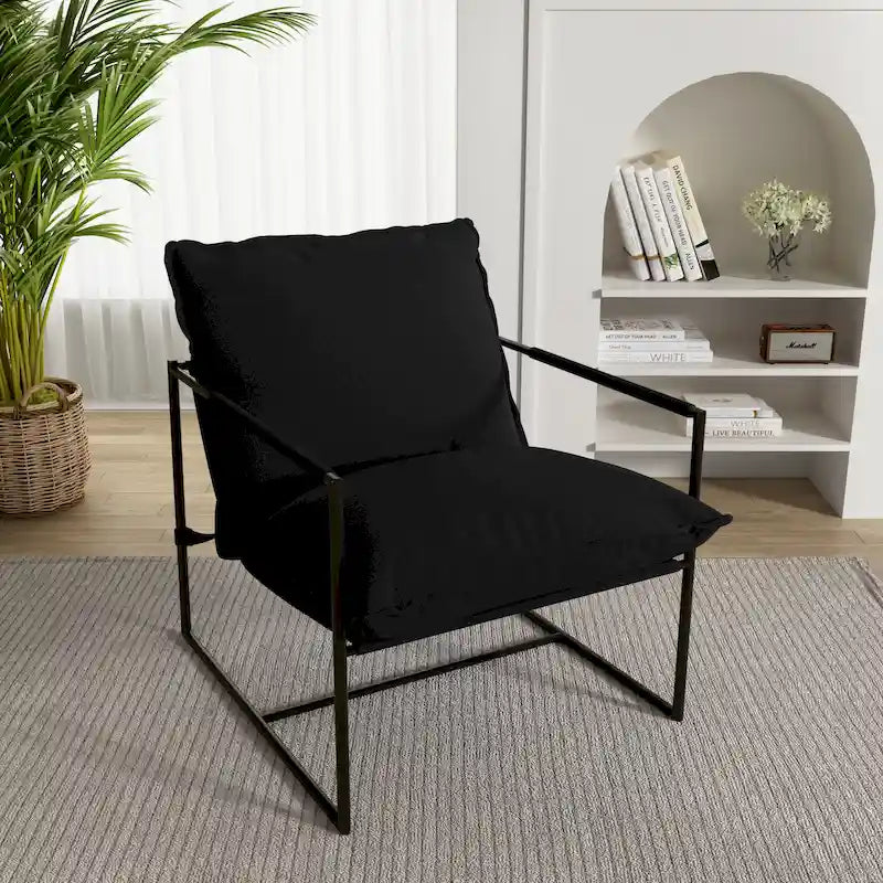 Metal Frame Sling Accent Chair with Cushion