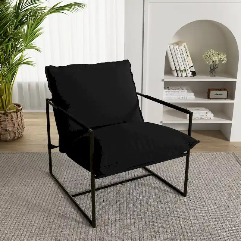 Metal Frame Sling Accent Chair with Cushion