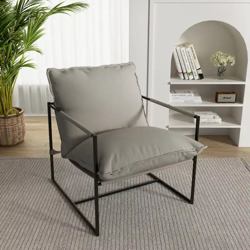 Metal Frame Sling Accent Chair with Cushion