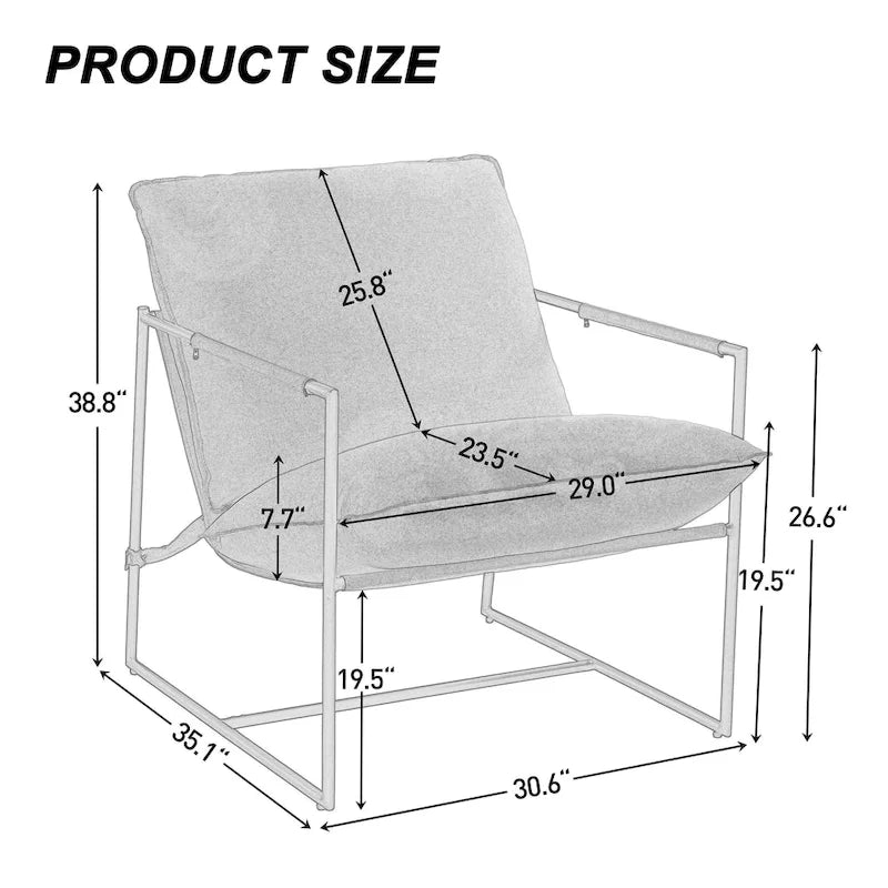 Metal Frame Sling Accent Chair with Cushion
